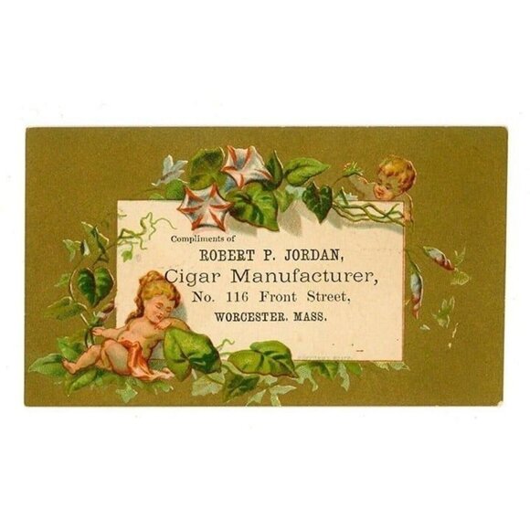 1880's Victorian Trade Card Robert P Jordan Cigar Manufacturer Worcester Mass! - Picture 5 of 9